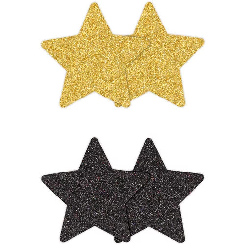 Ns Novelties Pretty Pasties Glitter Stars Black Gold 2 Pairs