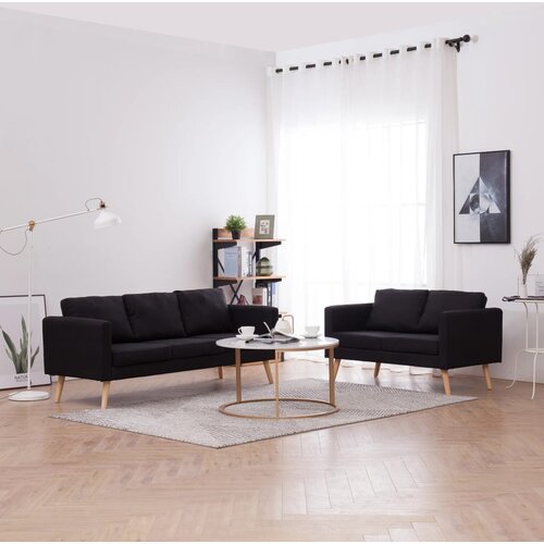 The Living Store Sedežna garnitura 2-delna blago črna - Zofa, (21458790) Slike
