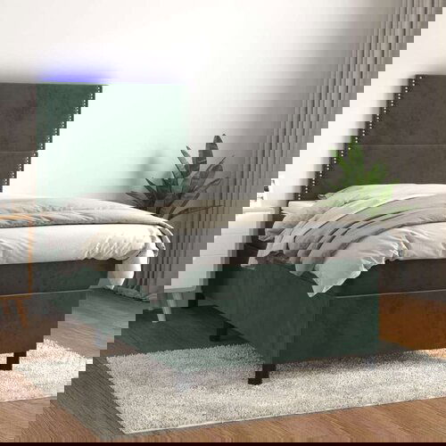  Box spring s madracem LED tamnozeleni 100x200 cm baršun Cene