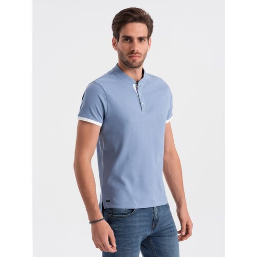 Ombre Men&amp;#039;s collarless polo shirt - blue Slike