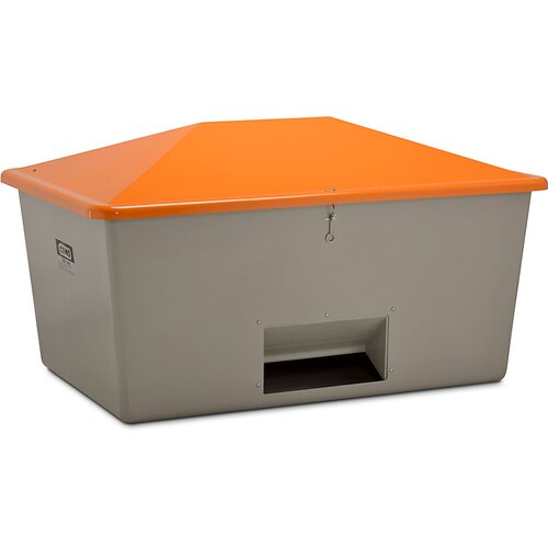 Cemo Posoda za posipni material iz umetne mase s steklenimi vlakni, prostornina 2200 l, z odprtino za odvzemanje, siva posoda Cene