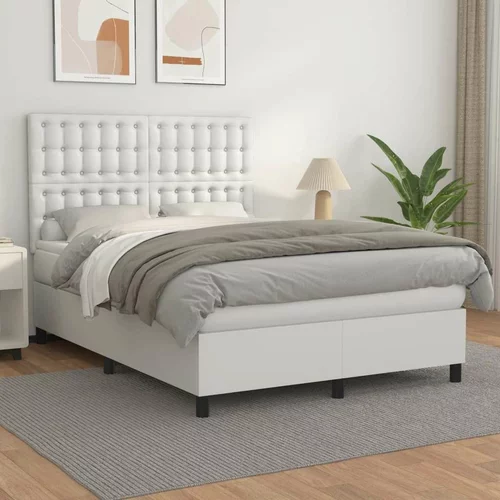 Box spring postelja z vzmetnico bel 140x200 cm umetno usnje, (20899261)