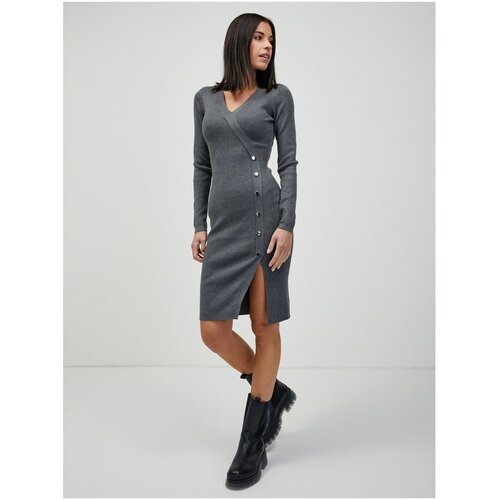 Orsay Grey Annealed Sweater Sheath Dress - Women Cene