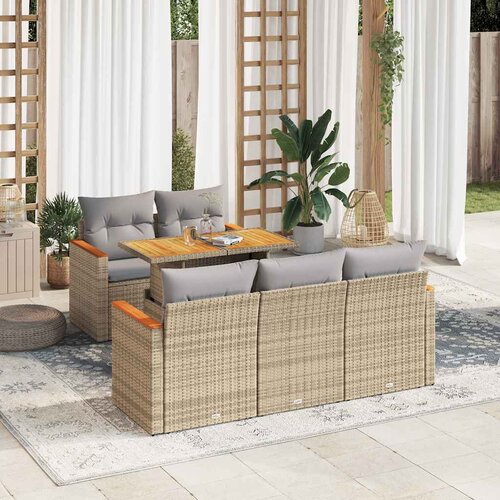 vidaXL 6-dijelni set vrtnih sofa s jastucima bež od poliratana bagrem Cijene