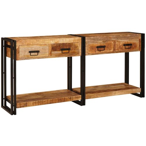  Konzolni stolovi 2 pcs Smeđa 161 x 33 x 75 cm Čvrsto drvo manga Cijene