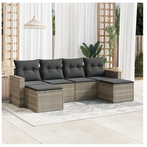 vidaXL 6-dijelni set vrtnih sofa od poliratana s jastucima svjetlosivi Cijene