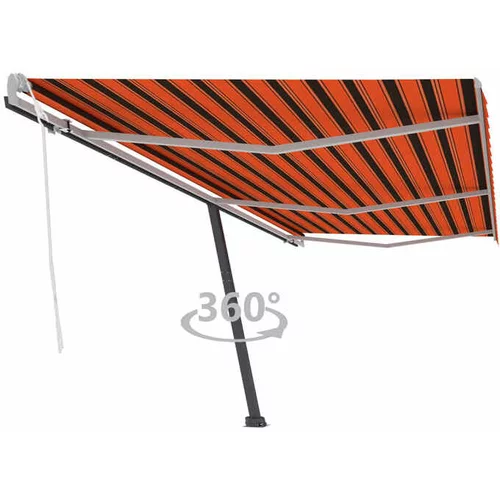  Prostostoječa ročno zložljiva tenda 600x350 cm oranžna/rjava
