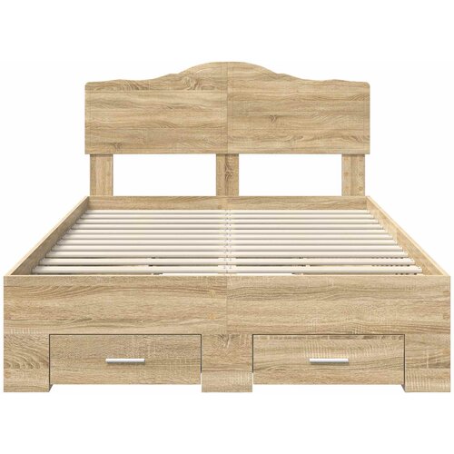  Krevetna konstrukcija s ladicama Sonoma hrast 120 x 200 cm Smeđa 206 x 123 x 90 cm Slike