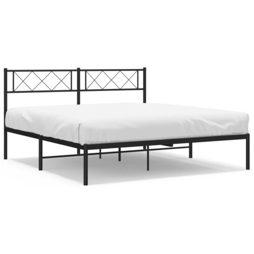Maison Chic Kovinski Posteljni okvir - Dvoposteljna postelja - Zakonska postelja z vzglavjem črn 135x190 cm, (21692881) Slike