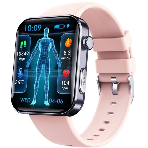 INF Pametna ura z merilnikom srčnega utripa, krvnega tlaka, kisika v krvi, pedometer Black and Pink strap, (5000129887) Cene