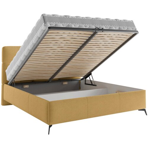 CARRYHOME OBLAZINJENA POSTELJA 140 cm x 200 cm , tekstil gorčično rumena Slike