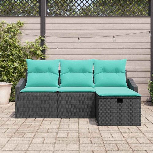  Set sofe s jastukom s pohranom 4 pcs Crna Poli ratan Slike