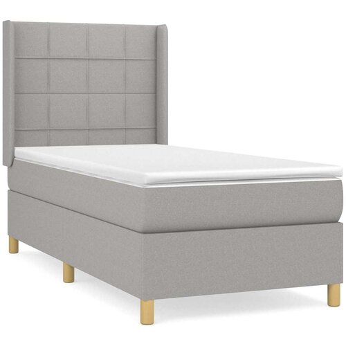 Box spring krevet s madracem svjetlosivi 90x190 cm od tkanine Slike