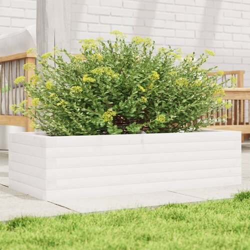 VidaXL Vrtna sadilica bijela 90 x 40 x 23 cm od masivne borovine Slike