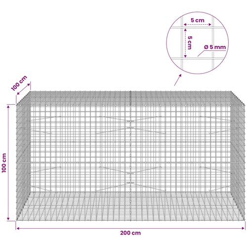  Gabion s žicom debljine 5 mm i mrežom 5x5 cm 200x100x100 cm Slike