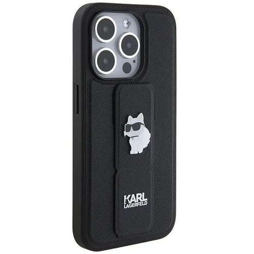  Originalna torbica KARL LAGERFELD Hardcase KLHCP14XGSACHPK za iPhone 14 Pro Max (Gripstand Saffiano choupette PIN / crna Slike
