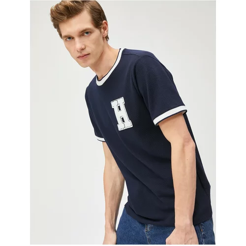 Koton Basic College T-Shirt Crew Neck Embroidered Detailed Short Sleeve