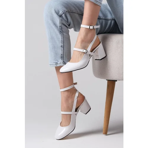 Mio Gusto Inessa Women's White Open Back Heeled Shoes