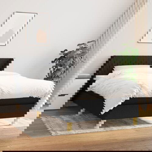 VidaXL Krevet s oprugama i madracem crni 100 x 200 cm od tkanine Slike