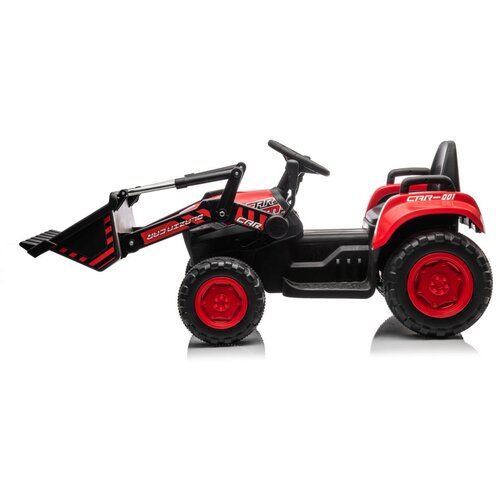 Lean Toys Baterijski traktor z žlico in prikolico rdeča Slike
