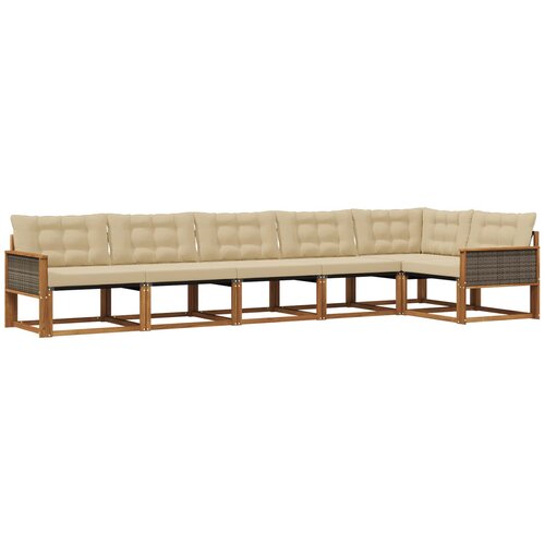 vidaXL Zunanja garnitura za sedenje z blazino 6 pcs Naravna in bež, (5000273155) Cene