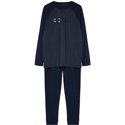 Trendyol Pajama Set - Dark blue - Plain Cene