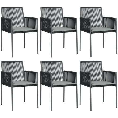 VidaXL Vrtne stolice s jastucima 6 kom crne 54x60 5x83 5 cm poliratan Slike