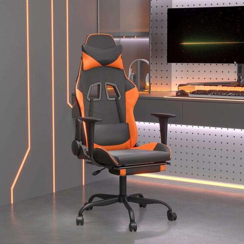  Gaming stol z oporo za noge črno in oranžno umetno usnje, (21152221) Cene