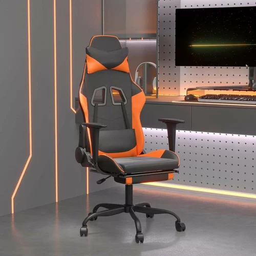  Gaming stol z oporo za noge črno in oranžno umetno usnje, (21152221)