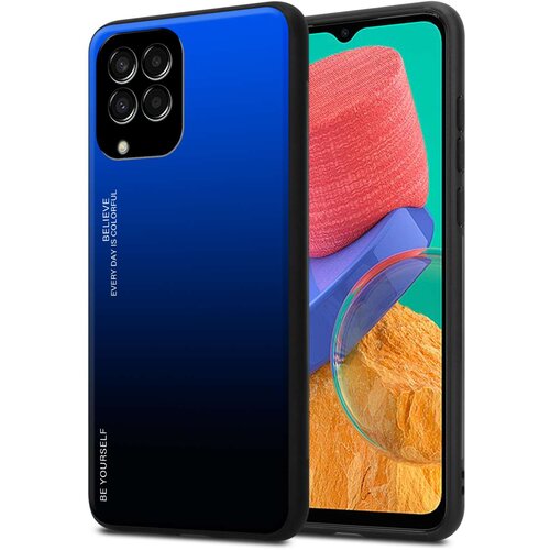 Cadorabo Ohi&scaron;je je združljivo z Samsung Galaxy M33 5G in modra - črna - Dvobarvni za&scaron;čitni pokrov iz silikona TPU in hrbtna stran iz kaljenega stekla, (20859947) Cene