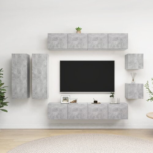 The Living Store Komplet TV omaric 8-delni betonsko siva iverna plošča - Komplet TV Omaric, (21624884) Cene