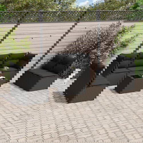  The Living Store Vrtna sedežna garnitura 8-delna z blazinami črn poli ratan - Vrtna Sedežna Garniture, (21474350) Cene