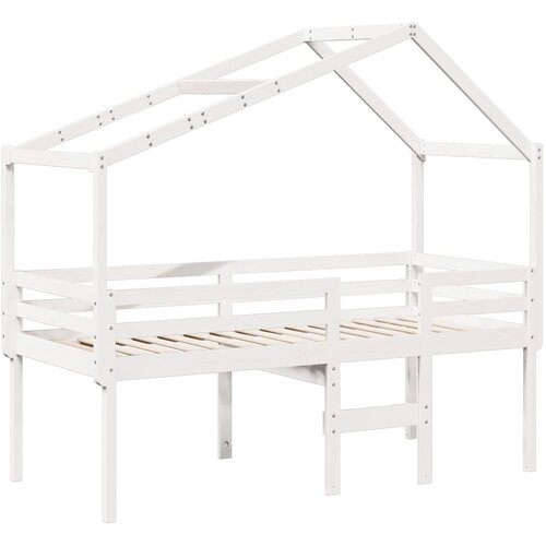 VidaXL Visoki krevet s krovom bijeli 80 x 200 cm od masivne borovine Slike