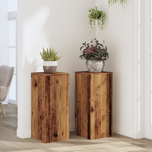 vidaXL Stojalo za rastline 2 kosa starinski les 30x30x70 cm inž. les Cene