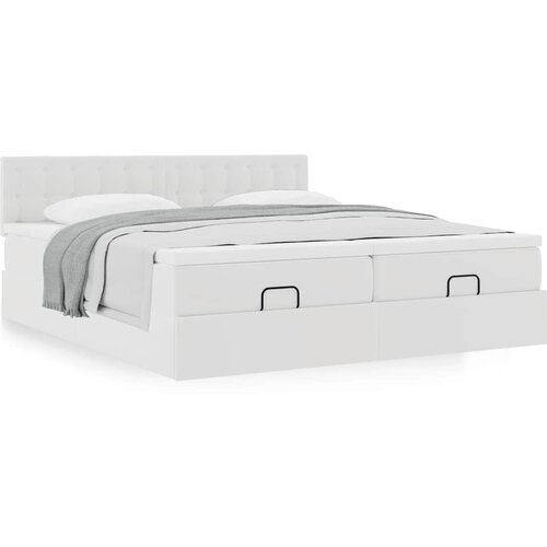 VidaXL Otomanski posteljni okvir z vzmetnicami bel 200x200cm um. usnje Slike