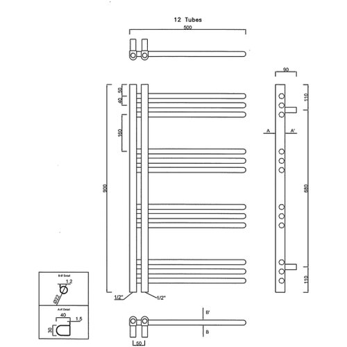 Sapho kupaonski radijator dorlion 361W/230V 50x90 cm bela Slike