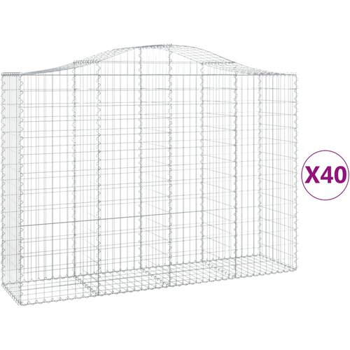  Lučne gabionske ko&amp;scaron;are 40 kom 200 x 50 x 140/160 cm željezne Slike