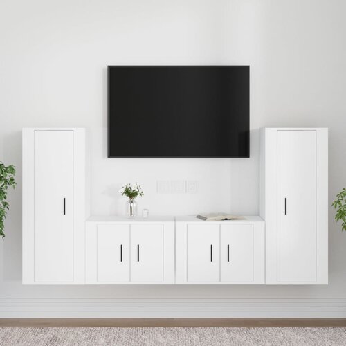 vidaXL Komplet TV omaric 4-delni bel inženirski les Cene