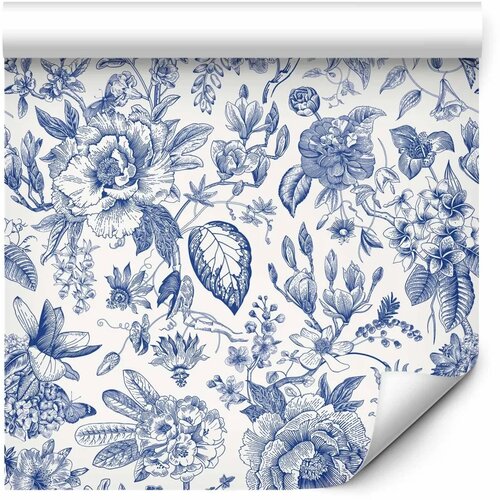  Tapeta - Illustration with blue flowers 49x1000 Cene