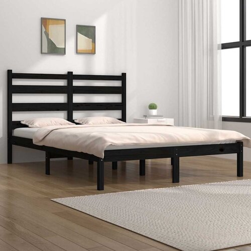  Okvir za krevet od masivne borovine crni 200 x 200 cm Cijene