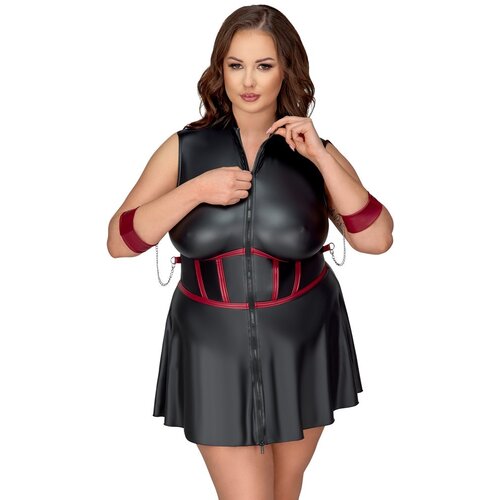 Cottelli Bondage Matte Look Mini Dress with Cuffs &amp;amp; Eye Mask 2718448 Black 4XL Slike