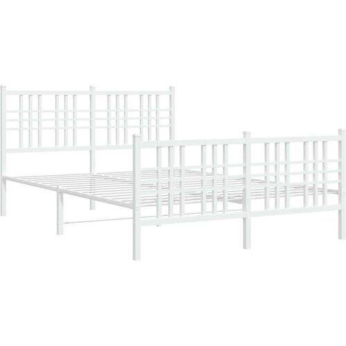 VidaXL Metalni okvir kreveta uzglavlje i podnožje bijeli 120x200 cm Slike