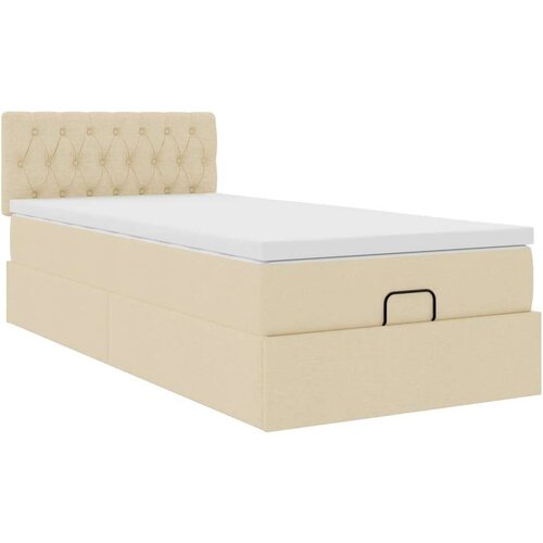 VidaXL otomanski okvir kreveta s madraca krem 80x200cm od tkanine Slike