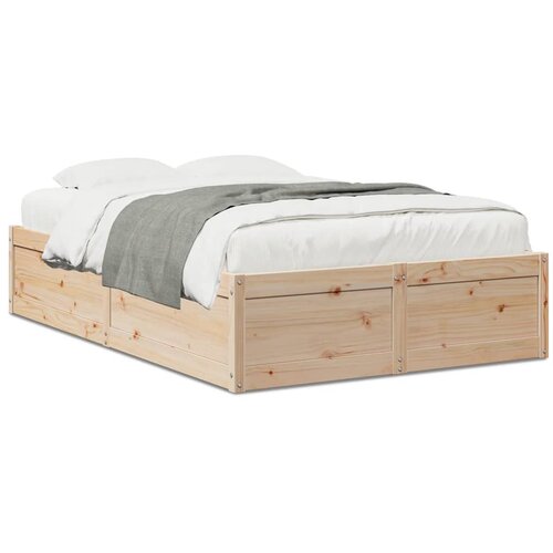 VidaXL Posteljni okvir 135x190 cm trdna borovina Slike