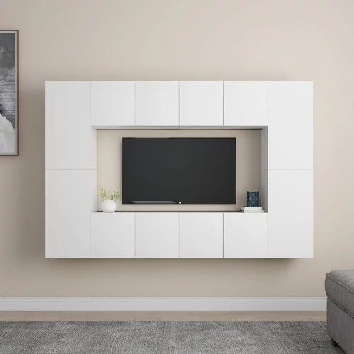 vidaXL Komplet TV omaric 8-delni bela iverna plošča