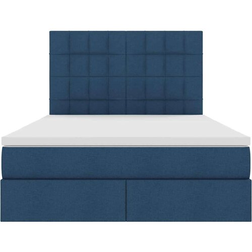  Krevet S LED lampica s uzglavljem Plava 140 x 190 cm tkanina Slike