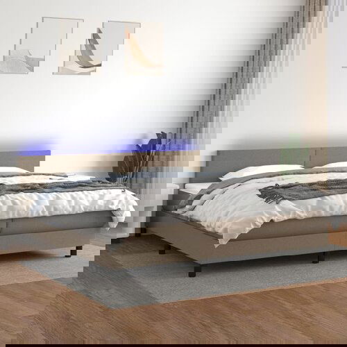 The Living Store Box spring postelja z vzmetnico LED taupe 200x200 cm blago - Box Spring Postelja, (21503459) Slike