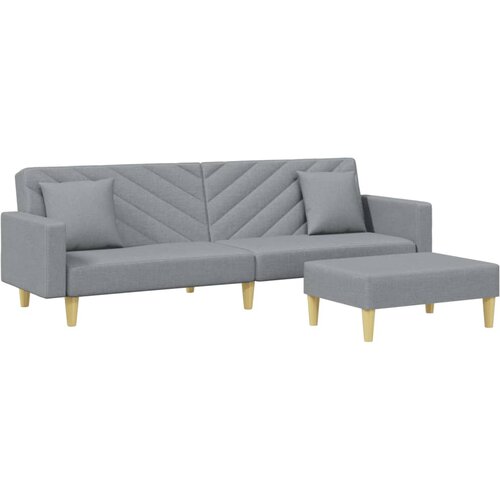 Maison Chic kavč - Sofa - Kanape dvosed z blazinami in stolčkom za noge svetlo sivo blago, (21727874) Cene