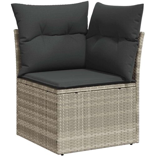 VidaXL 10-dijelni set vrtnih sofa poliratan s jastucima svijetlosivi Slike