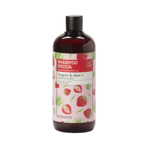 Bioearth Family 2in1 šampon i gel za tuširanje - Jagoda i aloe vera - 500 ml